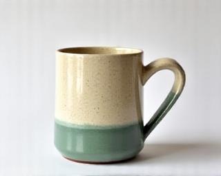 Hand-painted ceramic mug with speckled glaze